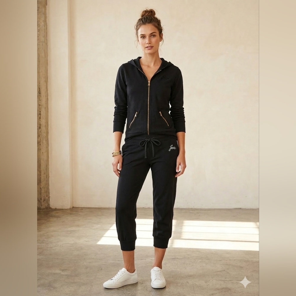 Joie Womens Tracksuit Set Zip-up Hoodie & Capri Length Jogger Pants SZ, S,M,L,XL